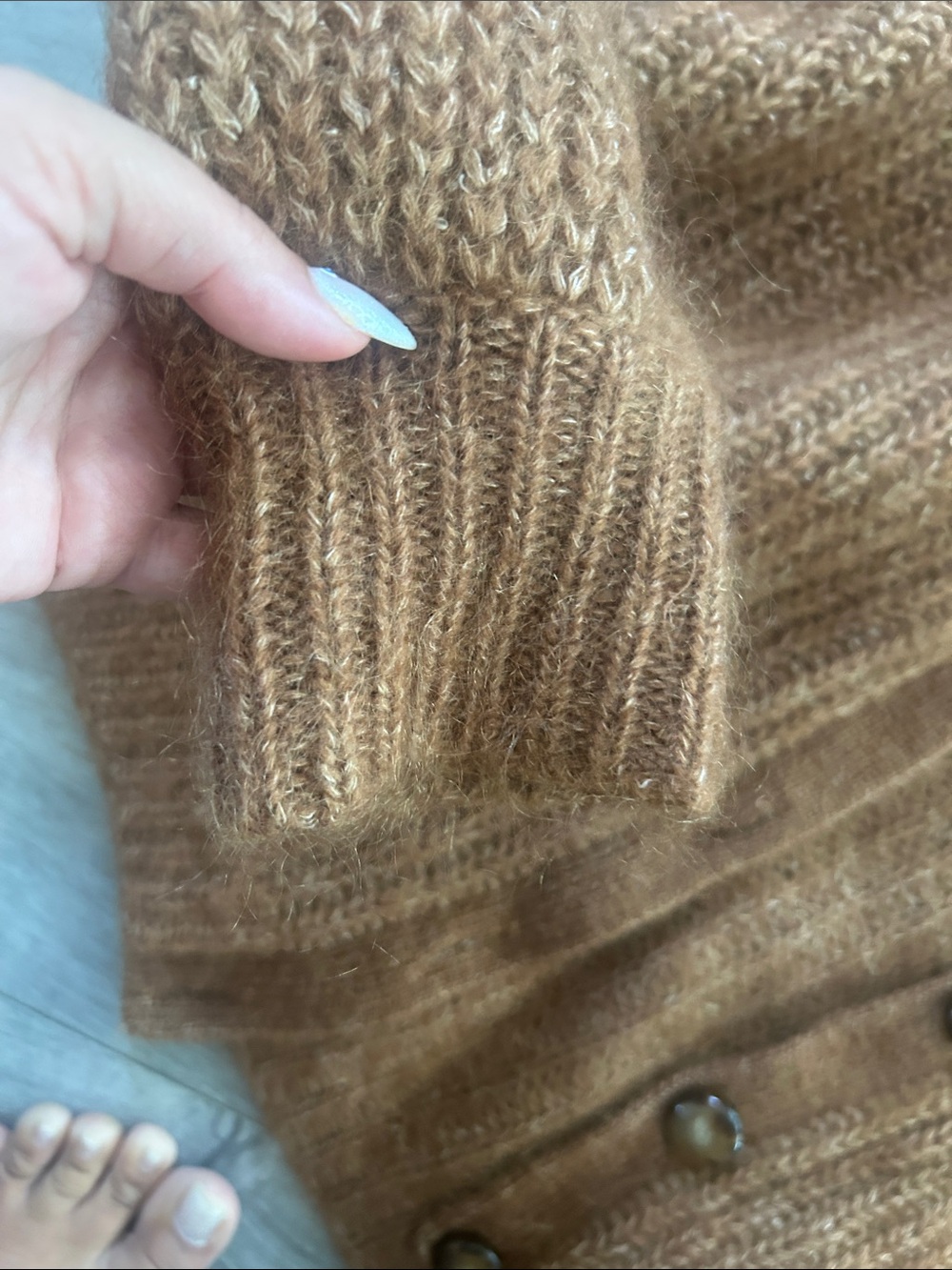 NWOT Sézane Basile Cardigan in Mottled Camel Brown Sz M - Picture 6 of 10